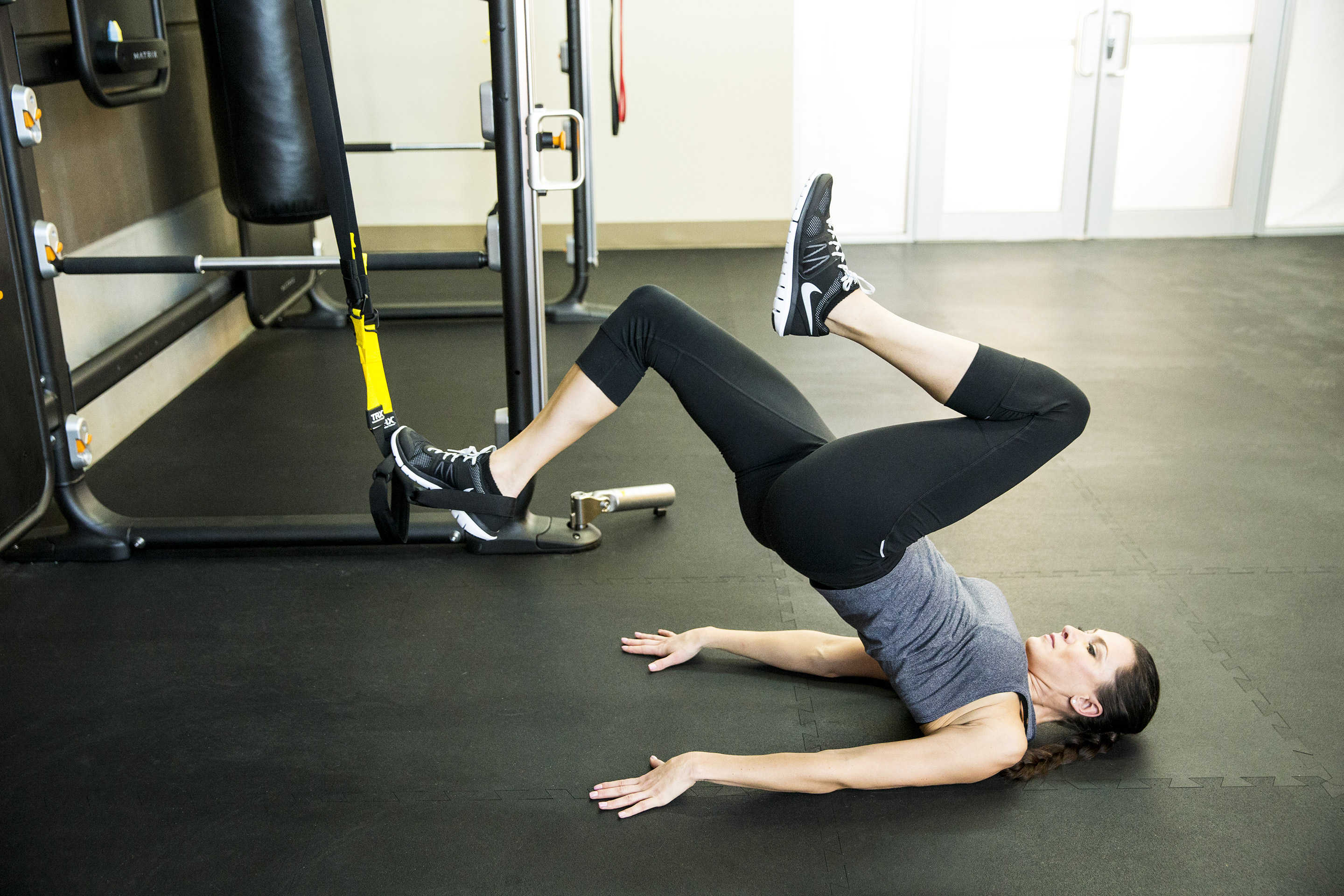 TRX Single Leg Hamstring Curl to Hip Press (Right) | Matrix Learning ...